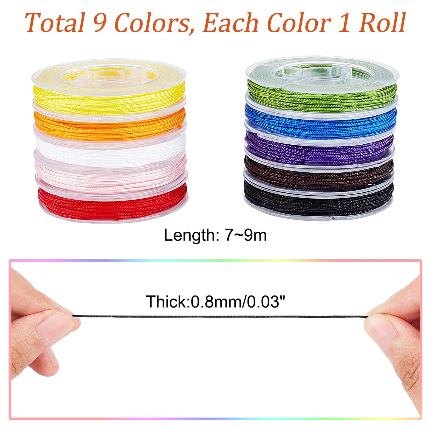 Colorful Nylon Beading Cord for Jewelry and Crafting