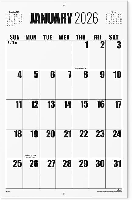 Large 2026-2027 Wall Calendar for Planning