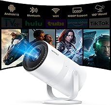 Portable 1080P Mini Projector with Android 12 and WiFi