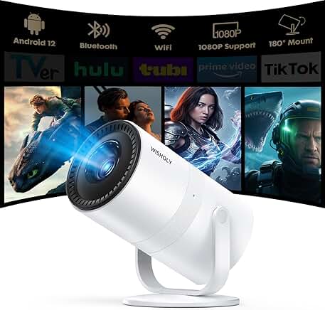 Portable 1080P Mini Projector with Android 12 and WiFi