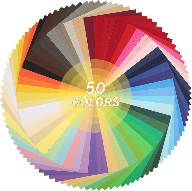 100 Sheets of 8.5x11 Colored Cardstock in 50 Mixed Colors
