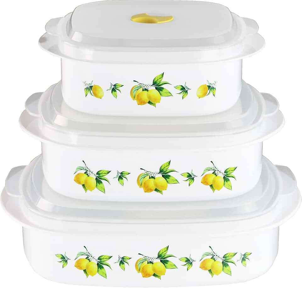 Set of 3 nesting microwave containers with vents