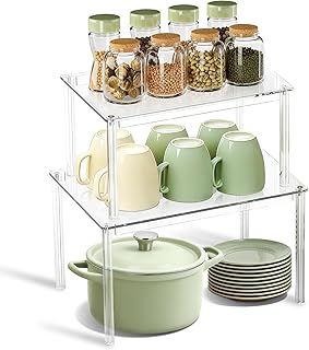 Set of 2 Clear Acrylic Kitchen Cabinet and Pantry Shelves