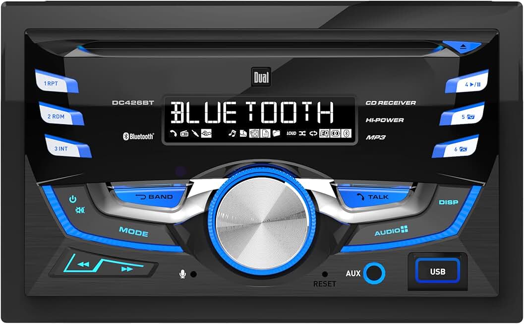 3.7-inch LCD Double DIN Car Stereo with Bluetooth and CD Player