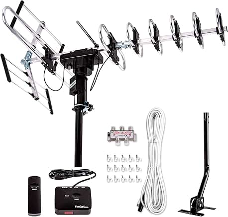 Outdoor Digital HDTV Antenna with 200 Mile Range and 360° Rotation