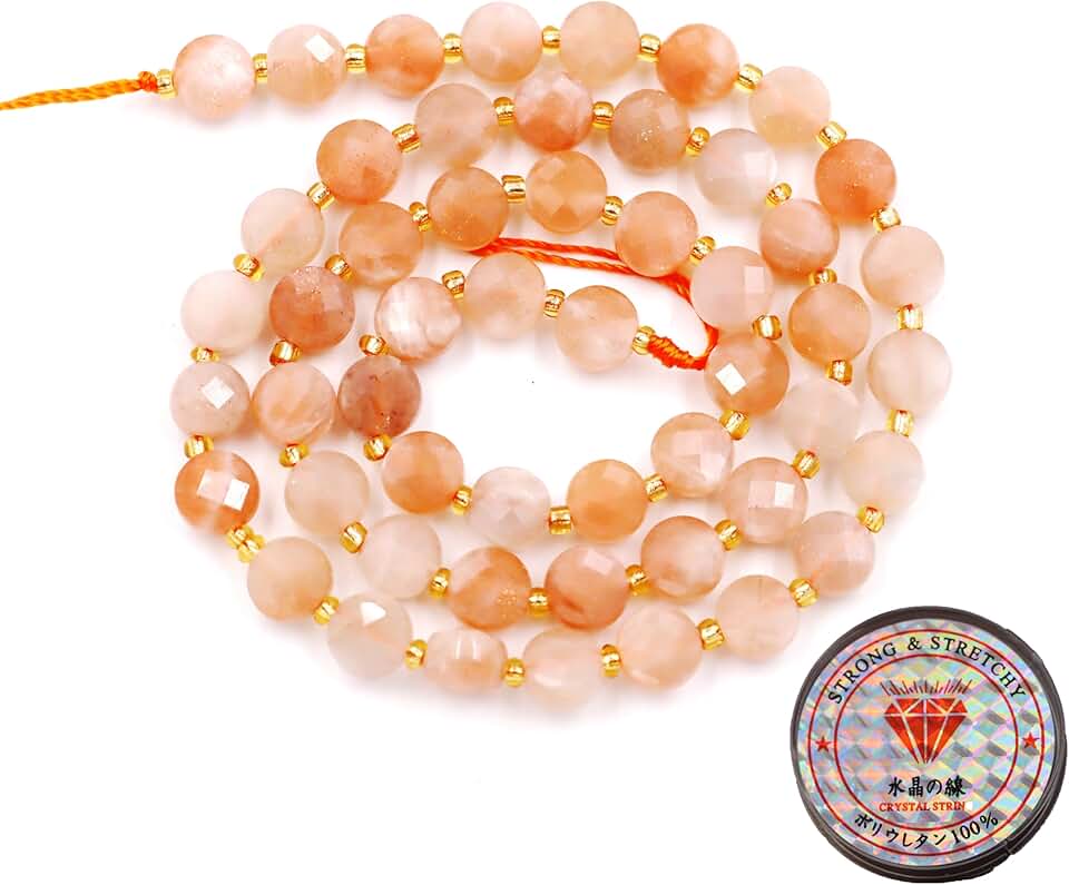 Natural Sunstone Coin Beads for Jewelry Making