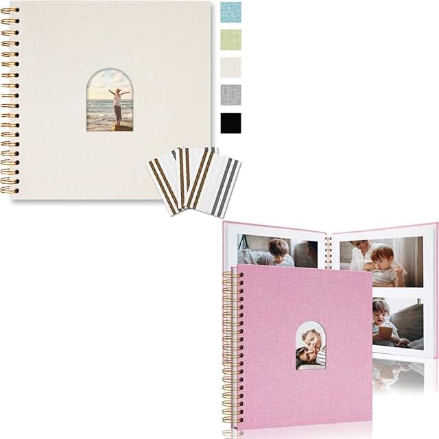 8x8 Inch Linen Scrapbook Album with Arch Window
