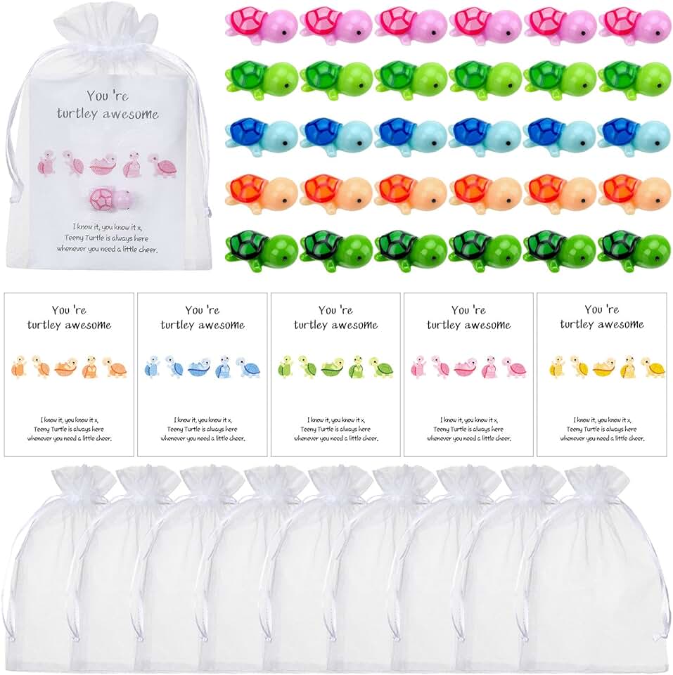 Set of 100 Animal Pun Thank You Cards with Mini Sea Turtles