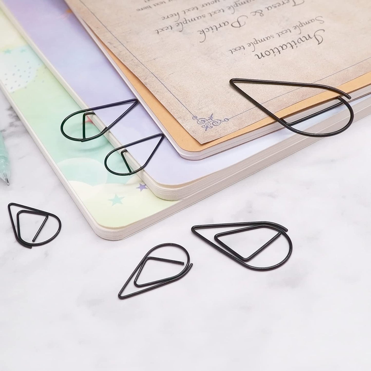 250 Black Teardrop Paper Clips for Office and Crafts