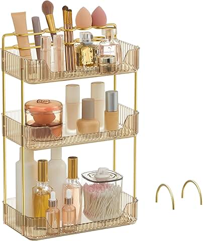 3-Tier Makeup and Jewelry Organizer in Champagne Gold