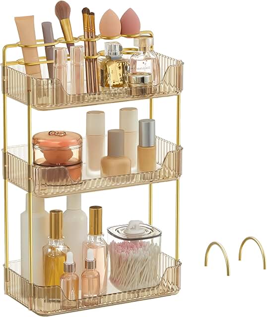 3-Tier Makeup and Jewelry Organizer in Champagne Gold