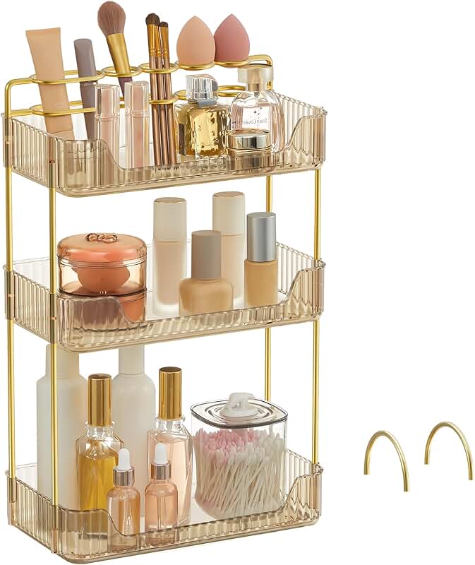 3-Tier Makeup and Jewelry Organizer in Champagne Gold