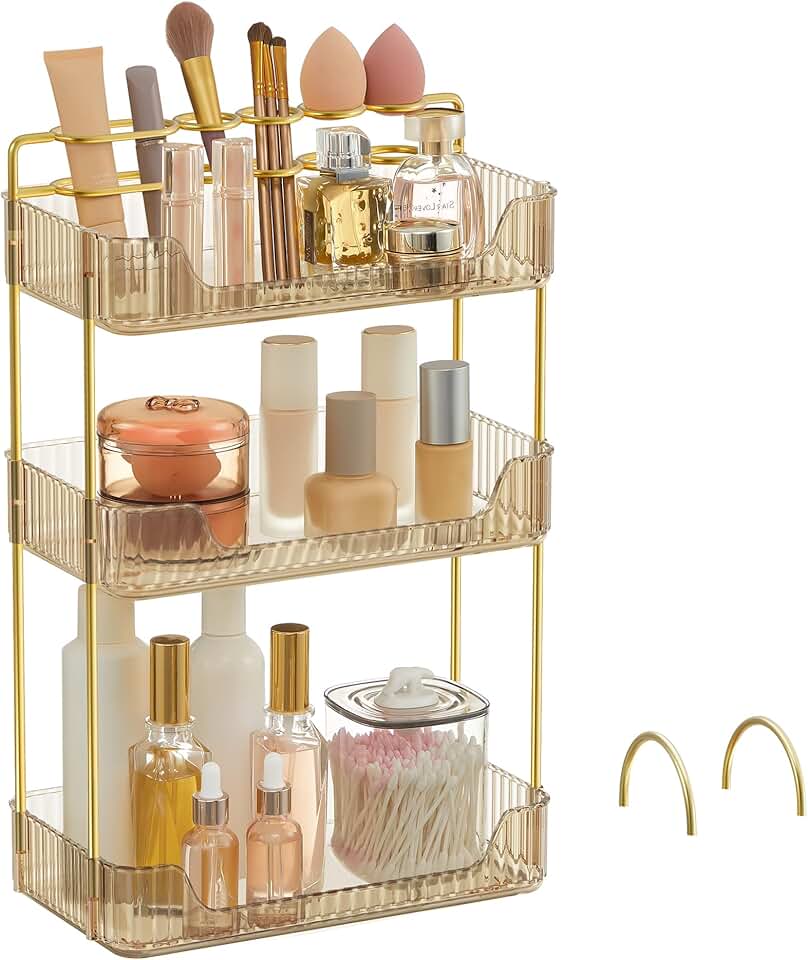 3-Tier Makeup and Jewelry Organizer in Champagne Gold