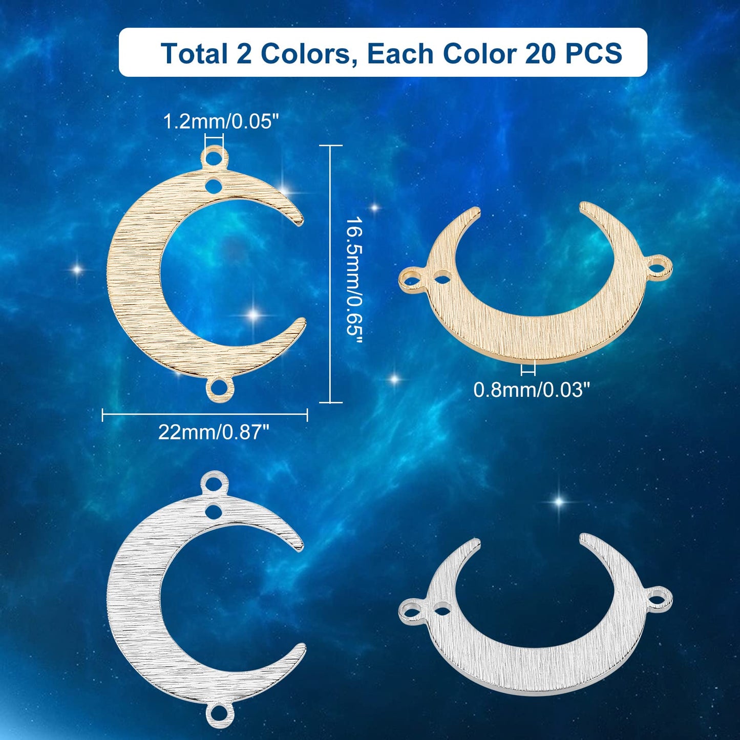 40pcs Crescent Moon Charms for Jewelry Making