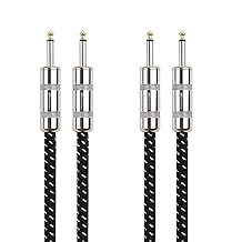 2-Pack 3 ft Braided 12 AWG Speaker Cables with 6.35mm TS