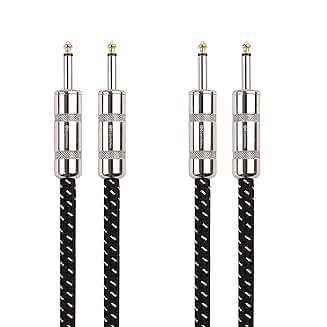 2-Pack 3 ft Braided 12 AWG Speaker Cables with 6.35mm TS