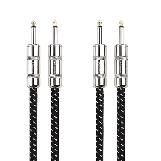 2-Pack 3 ft Braided 12 AWG Speaker Cables with 6.35mm TS