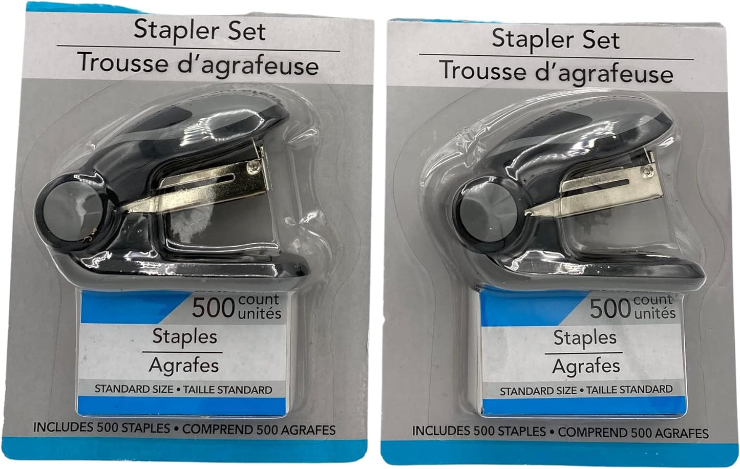 MODAIO-Colorful Mini Staplers, 2.75 x 1.75 x 1.25 in - 2/pcs - Comes with 500 Count Pack of Staples (Gray)