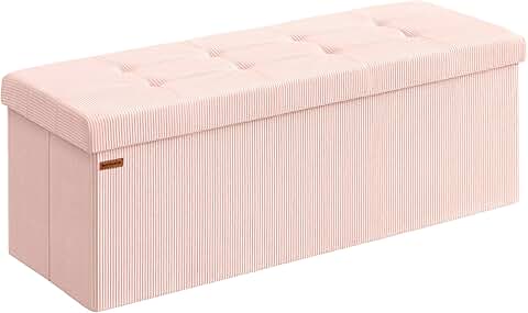 Foldable Storage Ottoman Bench, 15x43x15 Inches