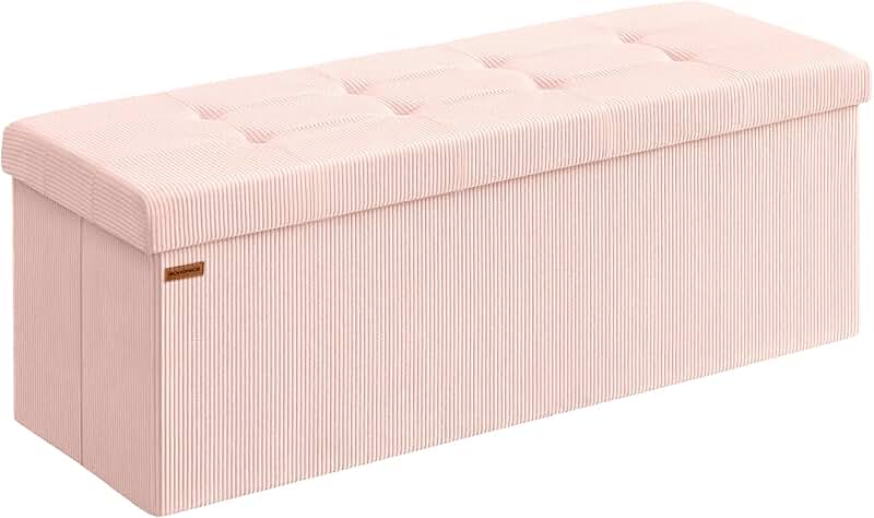 Foldable Storage Ottoman Bench, 15x43x15 Inches