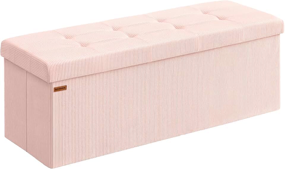 Foldable Storage Ottoman Bench, 15x43x15 Inches