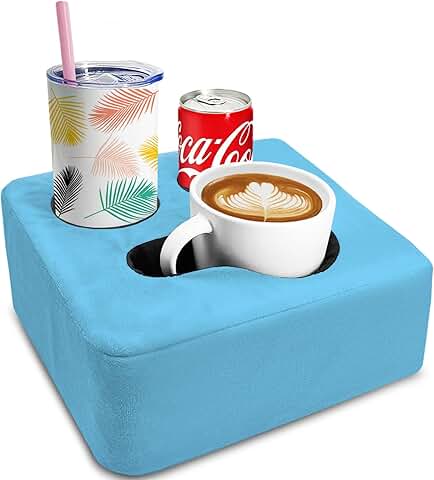 Blue Couch Cup Holder Pillow Tray and Caddy