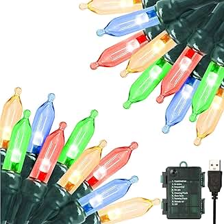 33ft 100 LED Waterproof String Lights with Timer and Battery or USB Power