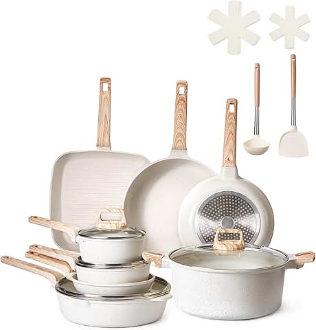 19-Piece Nonstick Granite Cookware Set with Lids