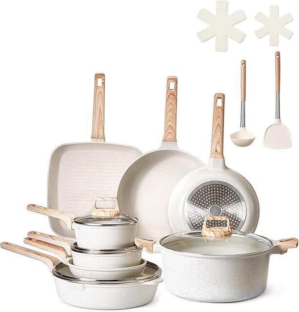 19-Piece Nonstick Granite Cookware Set with Lids