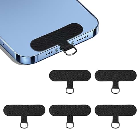 Set of 6 Black Phone Tether Tabs for All Phones
