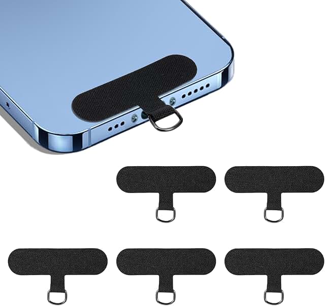 Set of 6 Black Phone Tether Tabs for All Phones