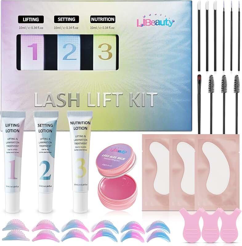 Lash and Brow Perm Kit with Glue Balm, 4-6 Weeks Curl