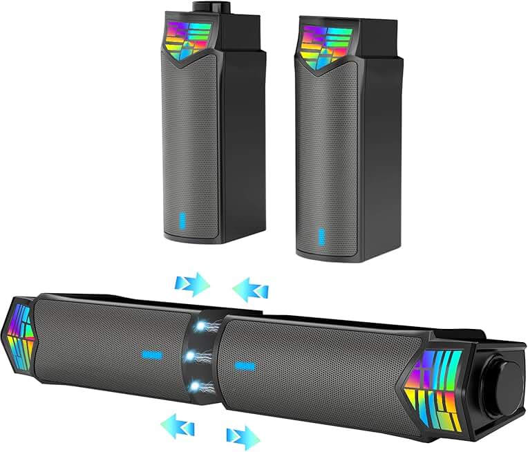 Small Gaming Speakers for PC with Bluetooth and Soundbar
