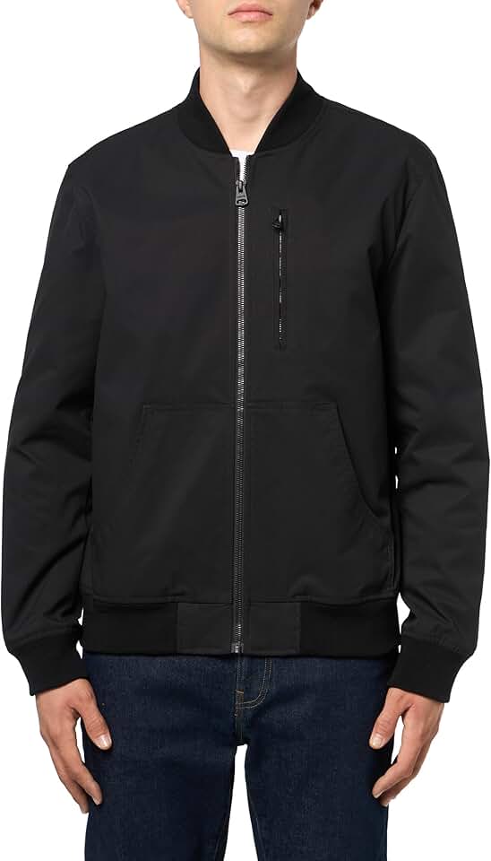Men's Rib Knit Bomber with Chest Pocket