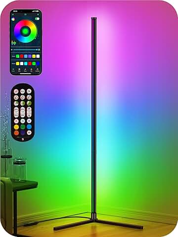 RGB Corner Floor Lamp with App, Remote, and Music Sync