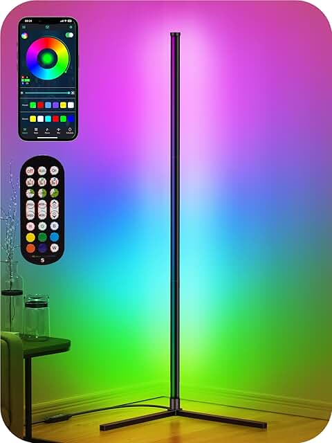 RGB Corner Floor Lamp with App, Remote, and Music Sync
