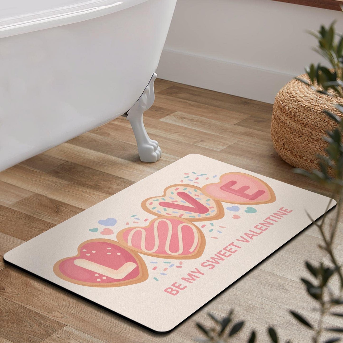 Be My Bath Rugs Non- Durable Heart Rug Memory Foam Soft Valentines Day Bath Mats Absorbent Love Mat for Shower Bathroom 27"x17"