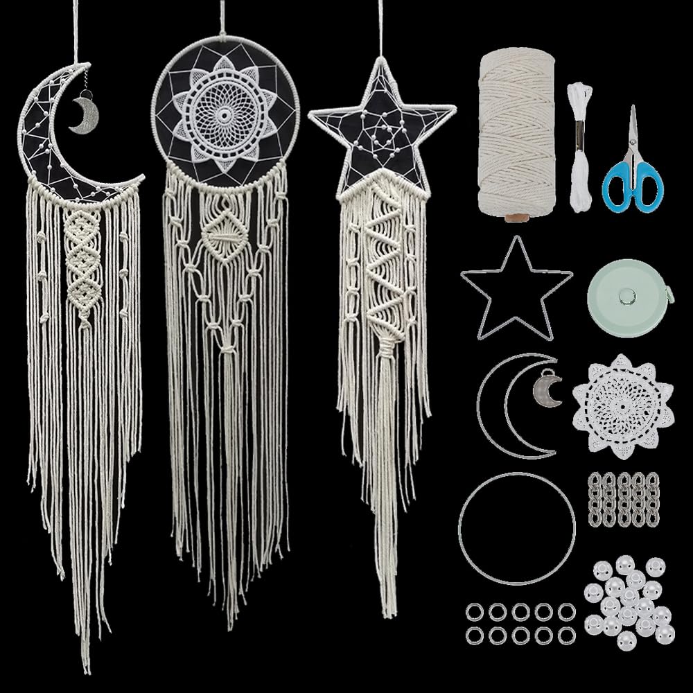 Starry Dreams Macrame Kit for Wall Art, 3 Pieces