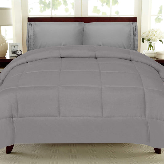 White Goose Down Alternative Comforter, Full, Gray