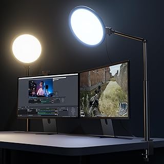 10.2-inch Desk Ring Light with Stand and Clamp