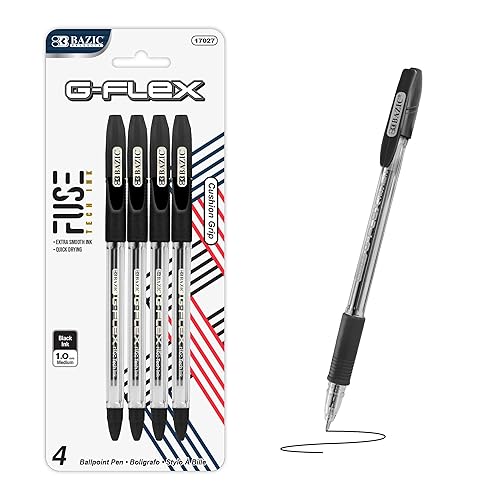 Black Oil-Gel Ink Pen with Cushion Grip, 4 Pack
