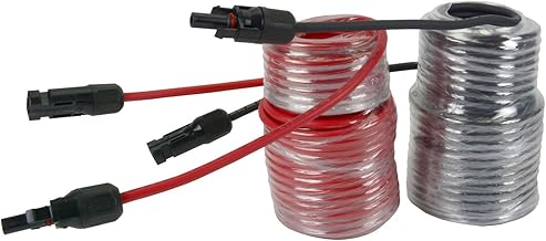 50 ft Solar Panel Extension Cable, 10 AWG, Red and Black
