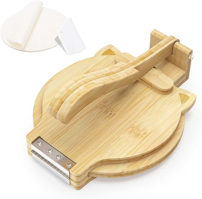 10-Inch Bamboo Tortilla and Roti Press