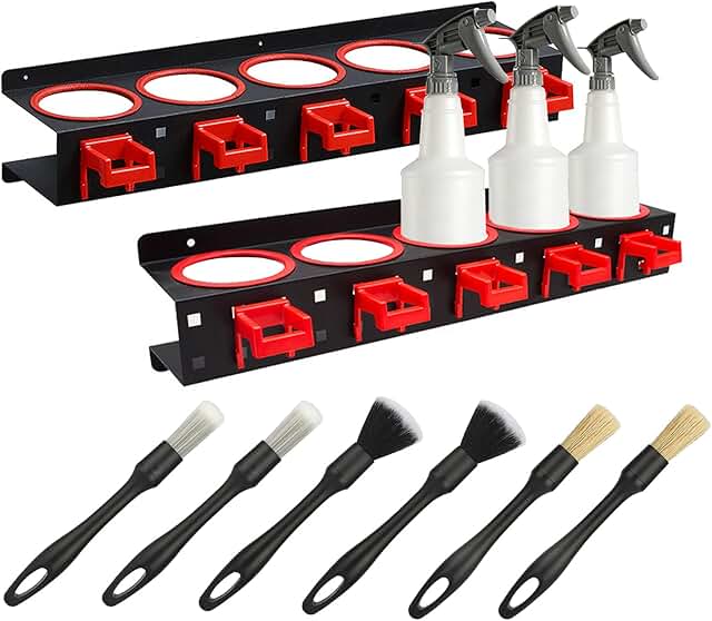 2-Pack Spray Bottle Storage and Car Cleaning Brush Organizer