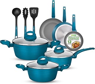 12-Piece Nonstick Cookware Set with Heat-Resistant Finish