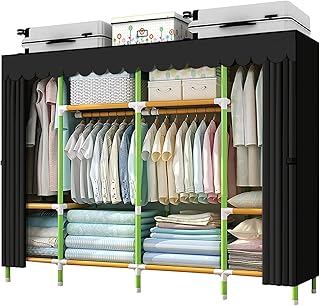 Portable 79-Inch Wardrobe with 4 Hanging Rods