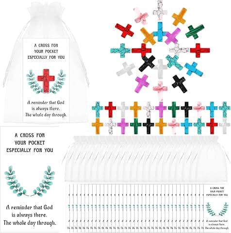 150 Pieces Cross Crystal Stones with Cards and Bags