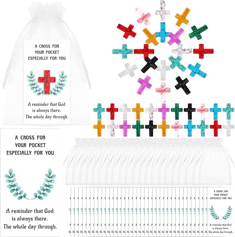 150 Pieces Cross Crystal Stones with Cards and Bags
