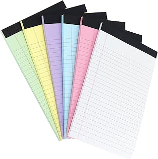 Set of six 5x8 colored legal pads with 50 sheets each