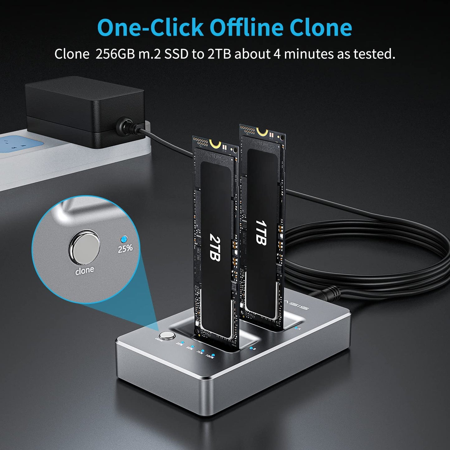 ACASIS NVMe M.2 Duplicator Dual-Bay Offline Clone USB C to NVME Docking Station for M2 SSD M Key Hard Drives Enclosure [Support 8TB]